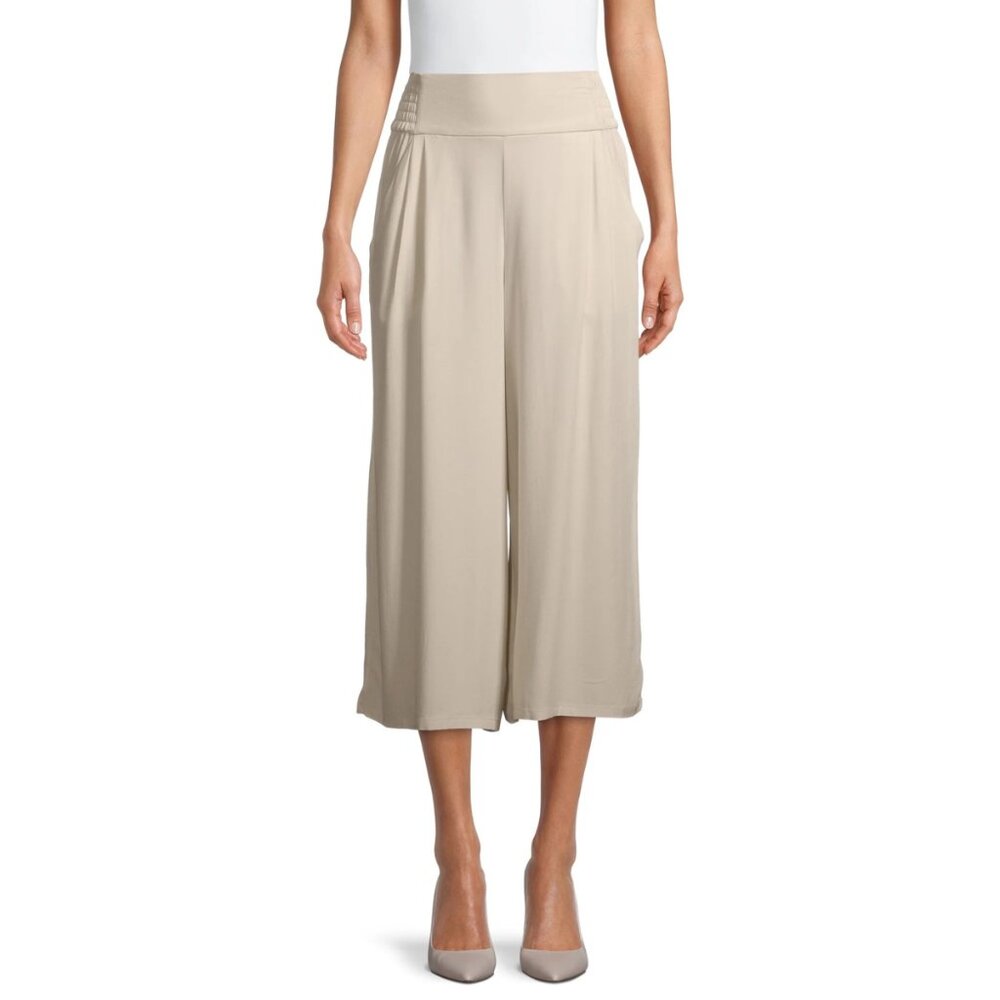 Smocked Waist Soft Pants, Khaki - Picture 2 of 7